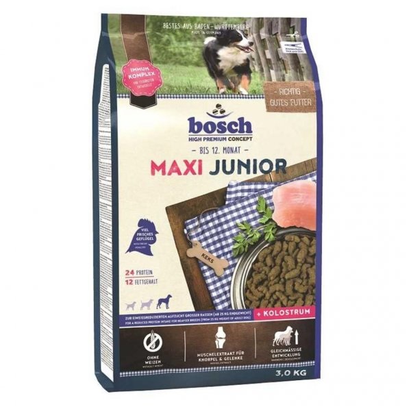 

Сухой корм для щенков Bosch Maxi Junior, для крупных пород, домашняя птица, 3кг, Maxi Junior