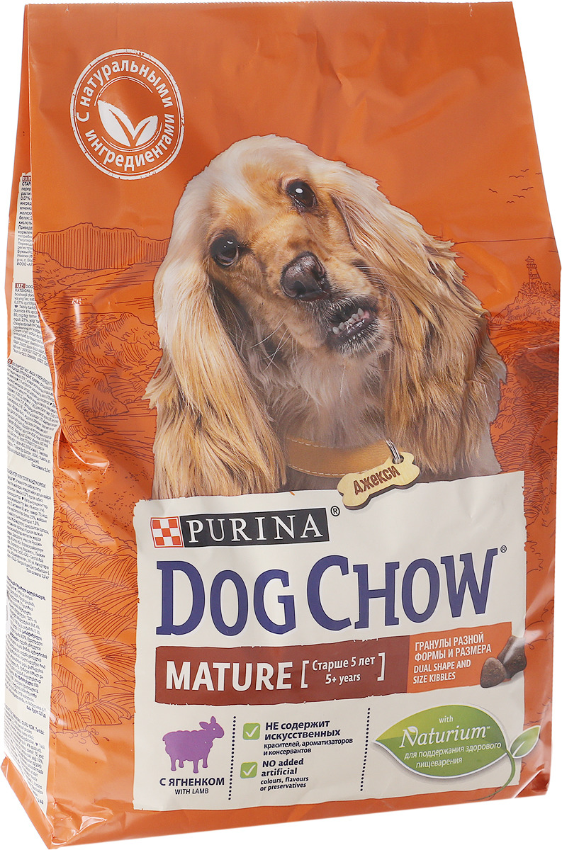 фото Сухой корм для собак dog chow mature adult, старше 5 лет, ягненок, 2,5кг