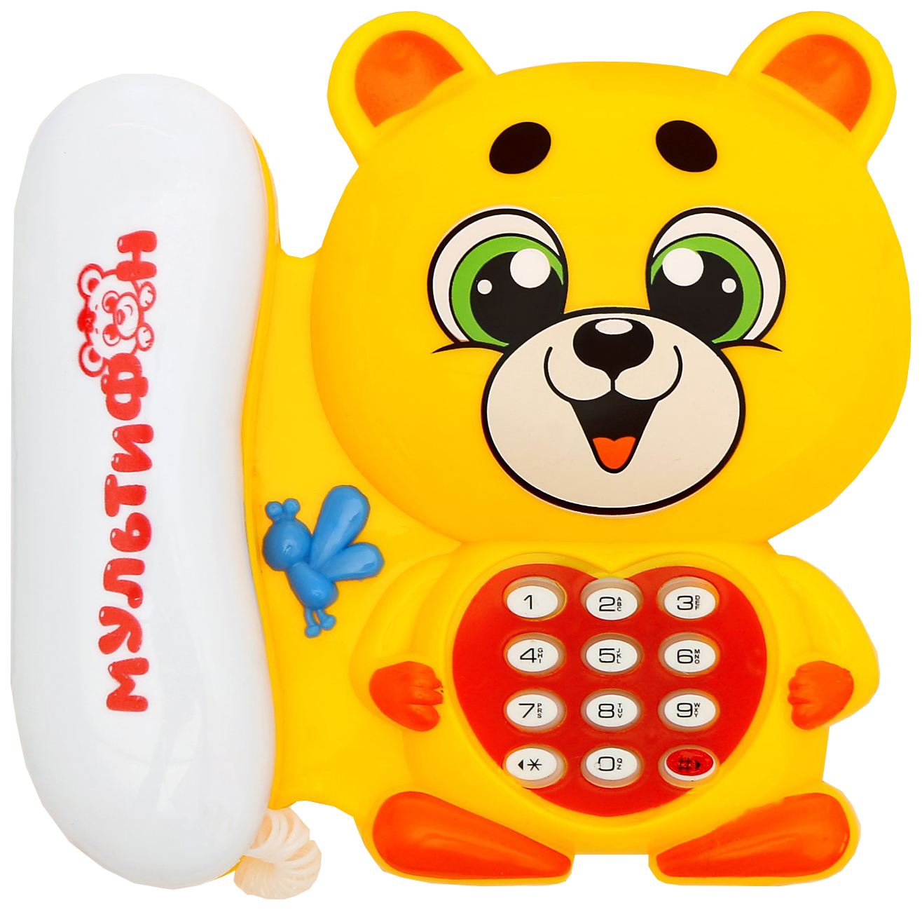 Телефон стационарный Мишка, русская озвучка цвет оранжевый Забияка
