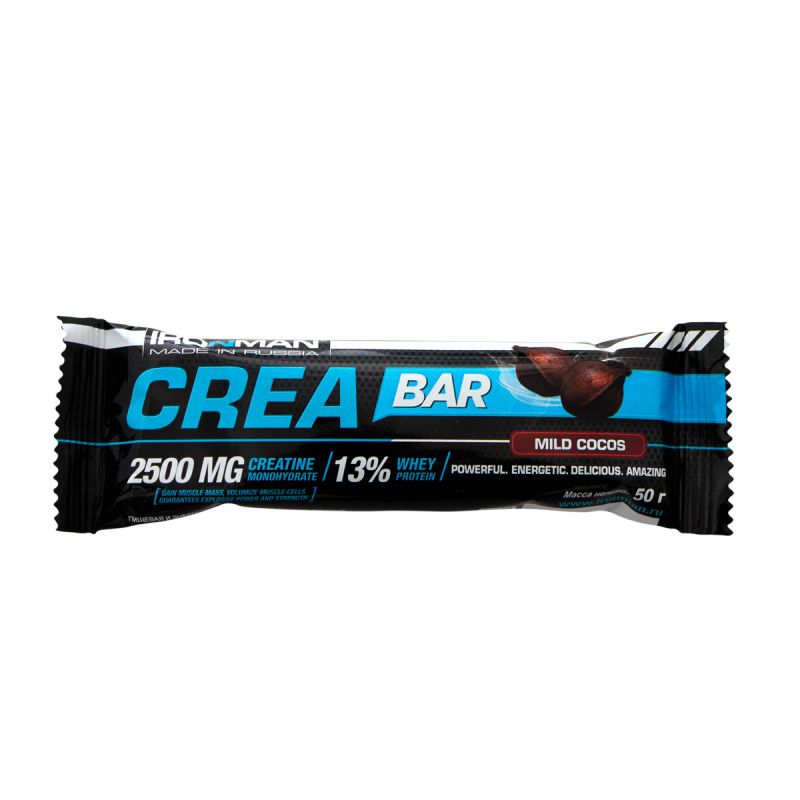 фото Батончик ironman crea bar с креатином, 50 гр, кокос / тёмная глазурь