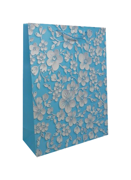 

Пакет подарочный ламинированный "Цветы", цвет: C-голубой, 40x30x12 см, арт. BK961