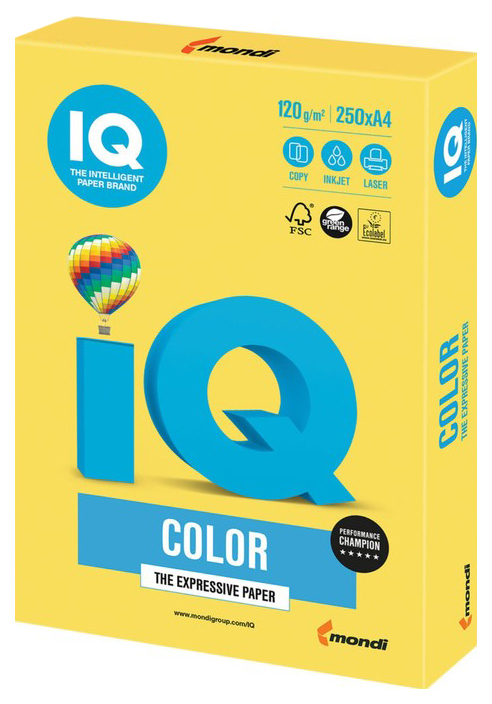 

Бумага IQ CY39 color, А3, 120 г/м2, 250 л, интенсив канареечно-желтая
