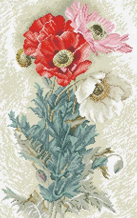 

Алмазная вышивка Паутинка Садовые маки, 35x55 см, Садовые маки
