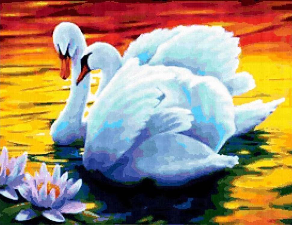 

Алмазная вышивка Алмазное Хобби Лебеди, 30x40 см, Лебеди