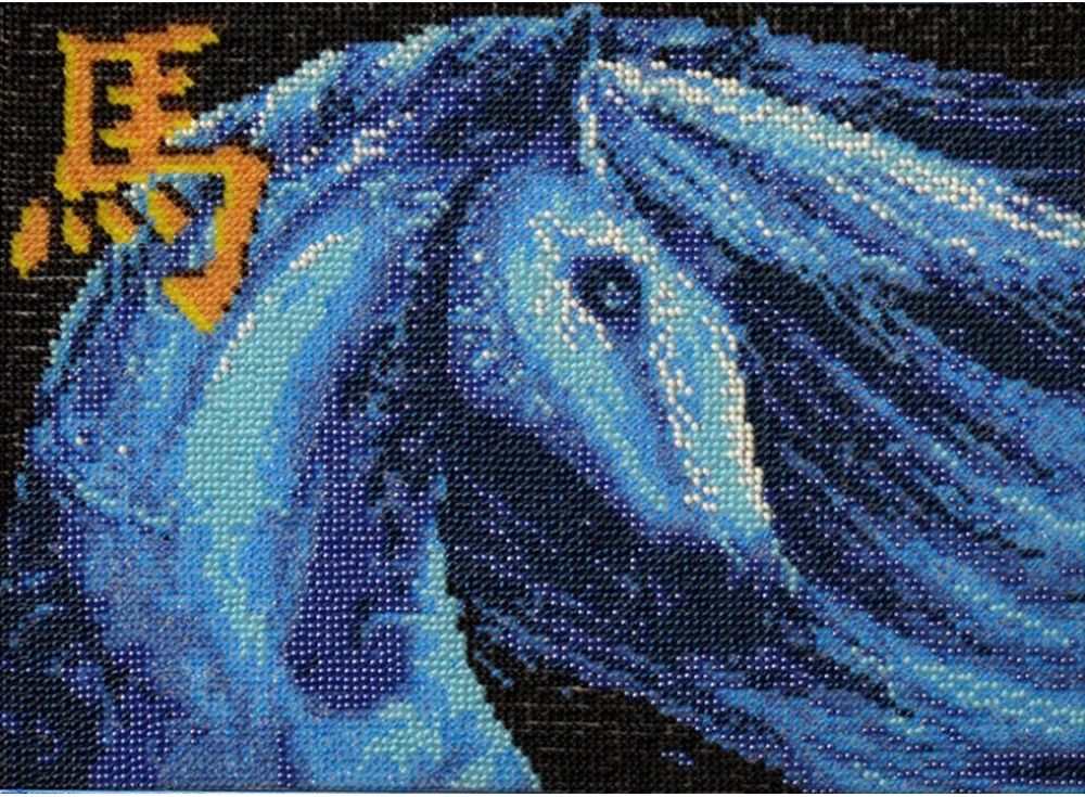 фото Набор вышивки бисером вышиваем бисером синяя лошадь
