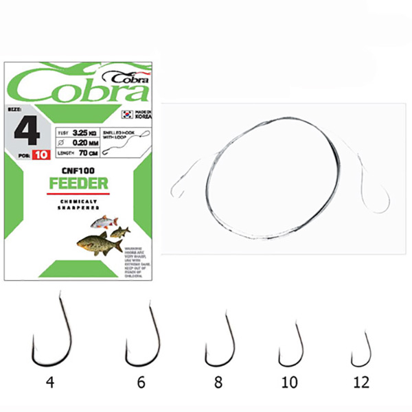 

Рыболовные крючки Cobra Feeder №6, 10 шт., Серебристый, Feeder