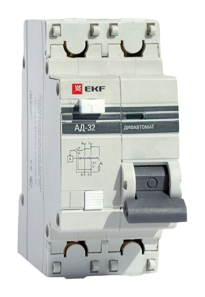 Дифференциальный автомат АД-32 1P+N 50А/30мА (хар. C, AC, электр., защита 270В) 4,5кА EKF
