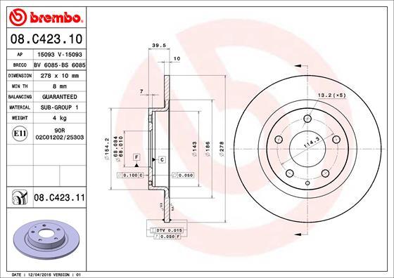 фото Тормозной диск brembo 08c42311