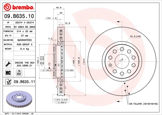 фото Тормозной диск brembo 09b63511