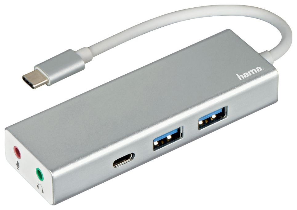 фото Разветвитель для компьютера hama usb-c aluminium серебристый 135758