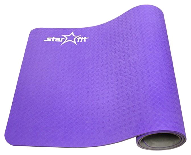 фото Коврик для йоги starfit fm-201 tpe серо-фиолетовый 5 мм