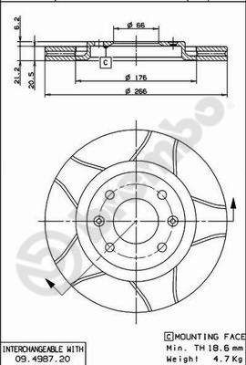 

Тормозной диск brembo 09.4987.76