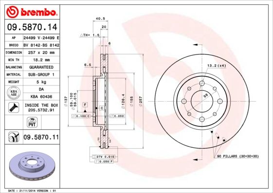 фото Тормозной диск brembo 09.5870.11