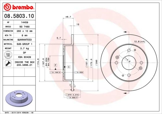 фото Тормозной диск brembo 08.5803.10