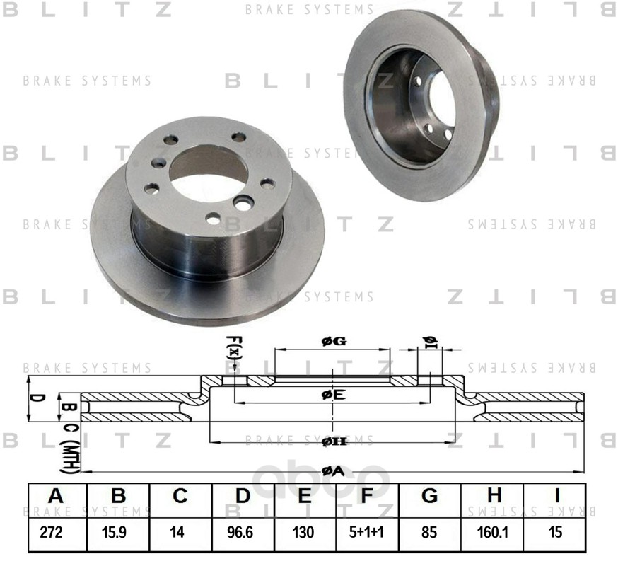 фото Тормозной диск blitz задний для mercedes sprinter 1995-/volkswagen lt 28-46 1996- bs0119