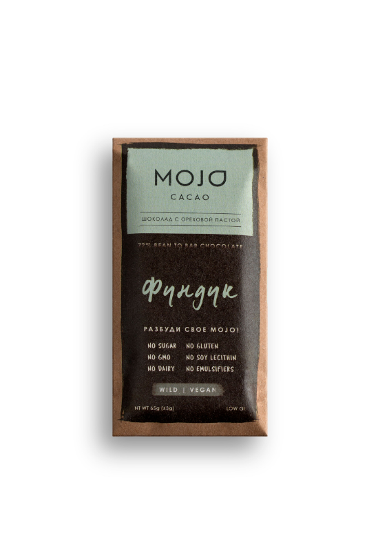 фото Горький шоколад 72% mojo cacao с шоколадно-ореховой пастой со вкусом фундук