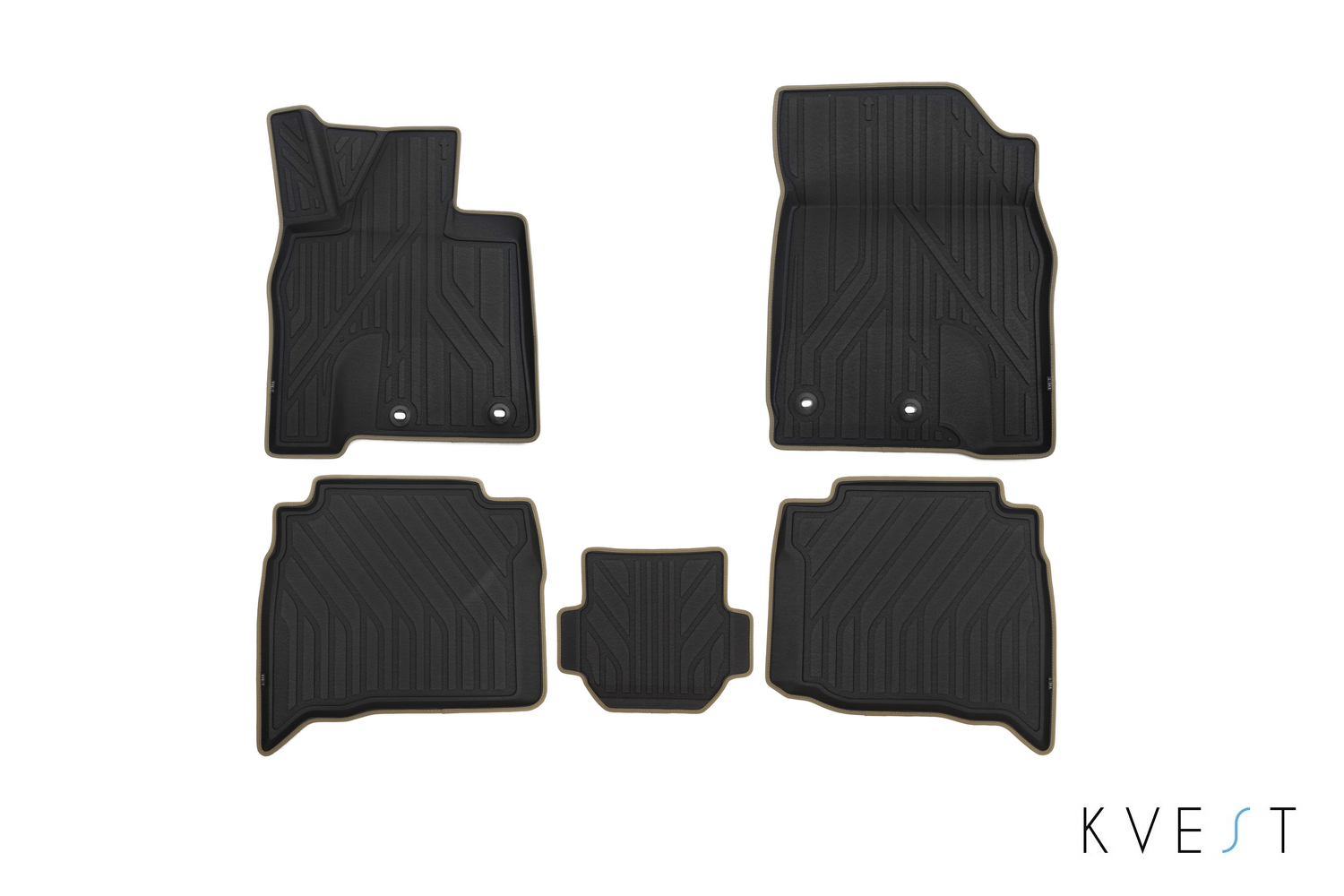 

Коврики в салон KVEST для TOYOTA LC 200, 2015, 5 шт. полистар, серый, бежевый