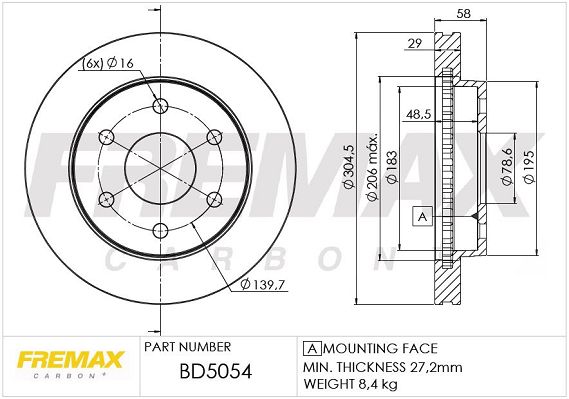 Тормозной диск FREMAX BD-5054