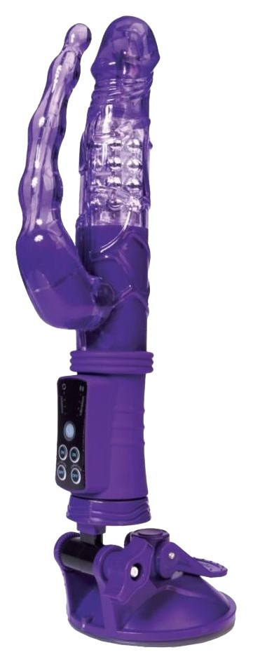 Фиолетовый анально-вагинальный вибратор на присоске A-toys
