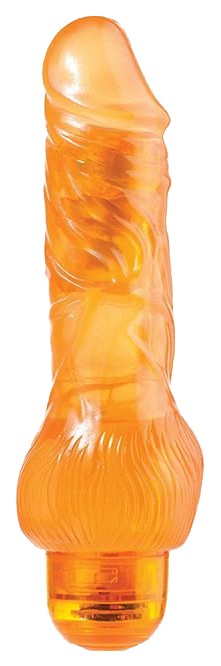Оранжевый вибратор-реалистик JELLY JOY 7INCH 10 RHYTHMS ORANGE 17,5 см