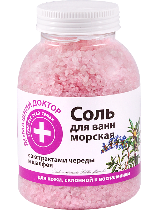 

Соль для ванн Домашний Доктор с экстрактом череды и шалфея 1000 гр