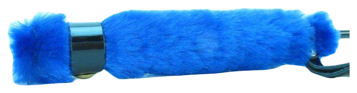 Стек BDSM Арсенал лаковый с синей меховой ручкой 64 см