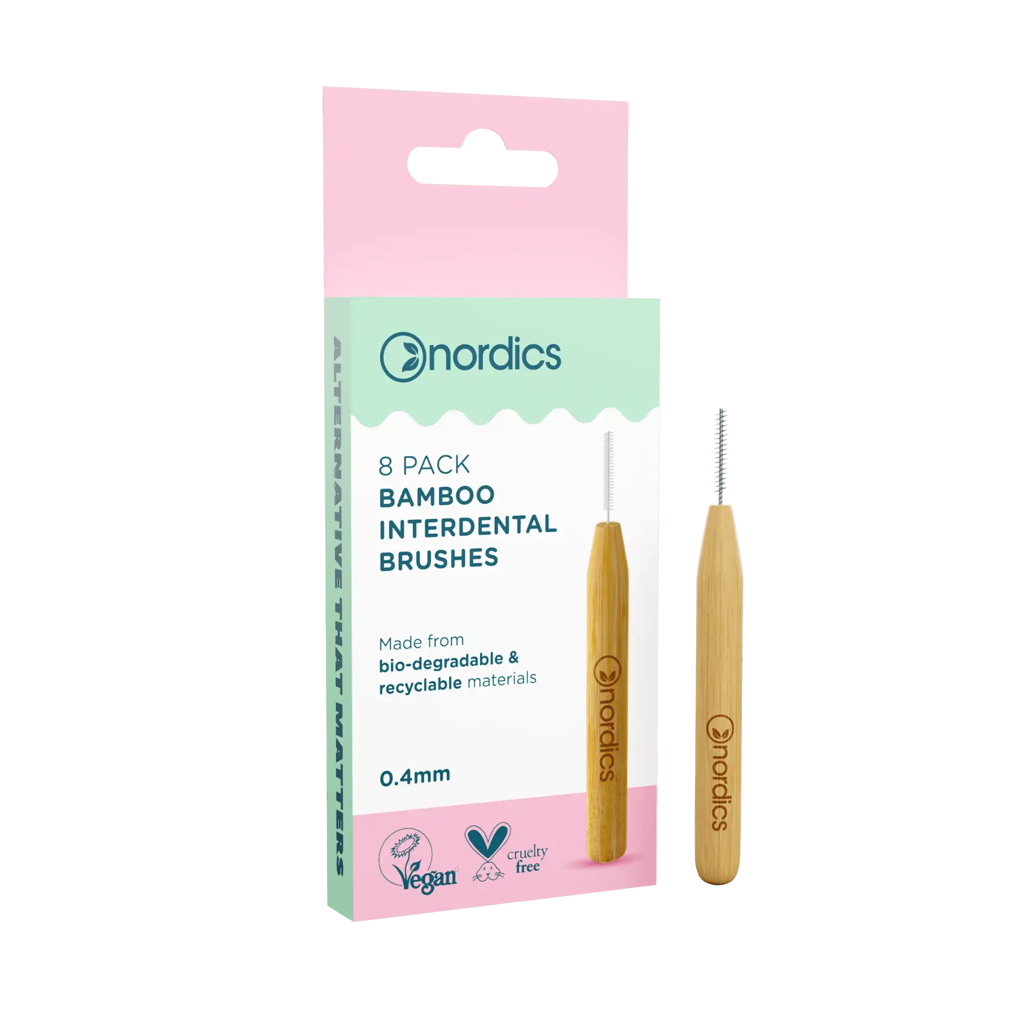 Ёршики межзубные Nordics Bamboo Interdental Brushes 0,4 мм, 8 шт.