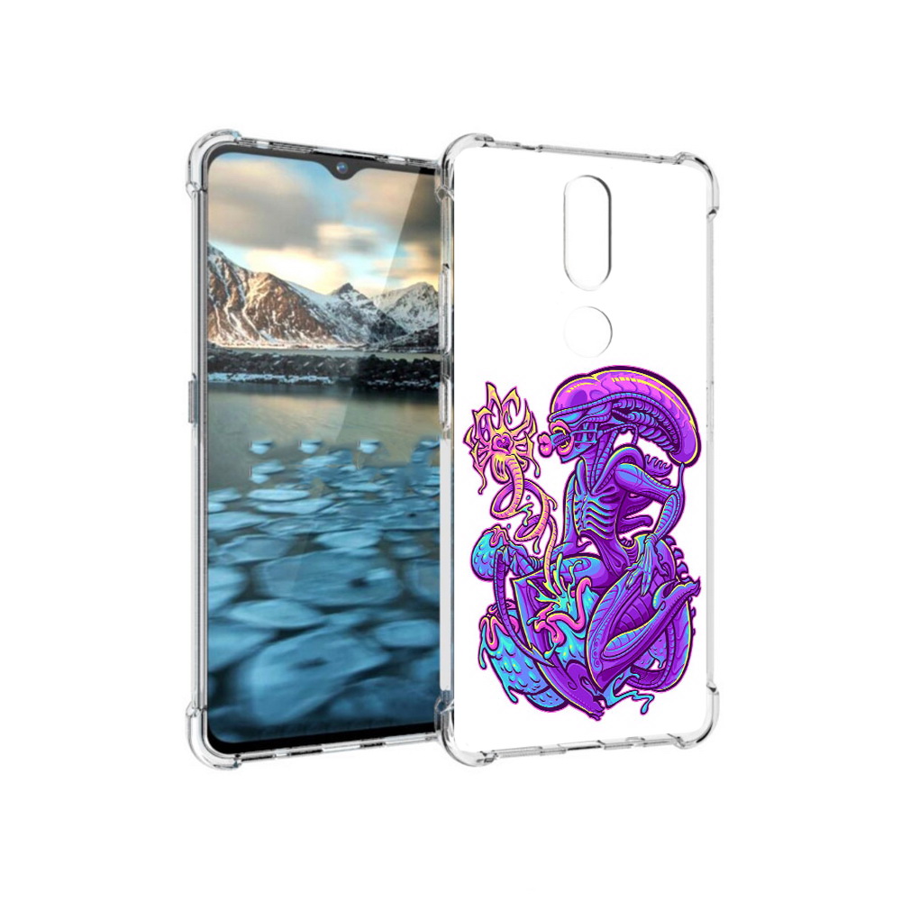 

Чехол MyPads Tocco для Nokia 2.4 чужой фиолетовый цвет (PT227049.107.693), Прозрачный, Tocco