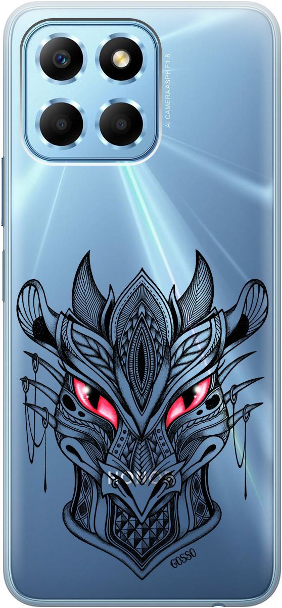 

Силиконовый чехол на Honor X6 / X8 5G с 3D принтом "Dragon" прозрачный, Прозрачный;черный, 158177