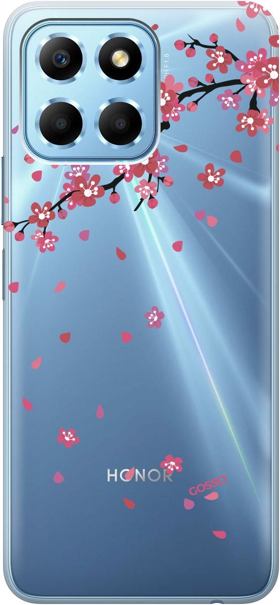 

Силиконовый чехол на Honor X6 / X8 5G с 3D принтом "Sakura" прозрачный, Прозрачный;коричневый, 158177