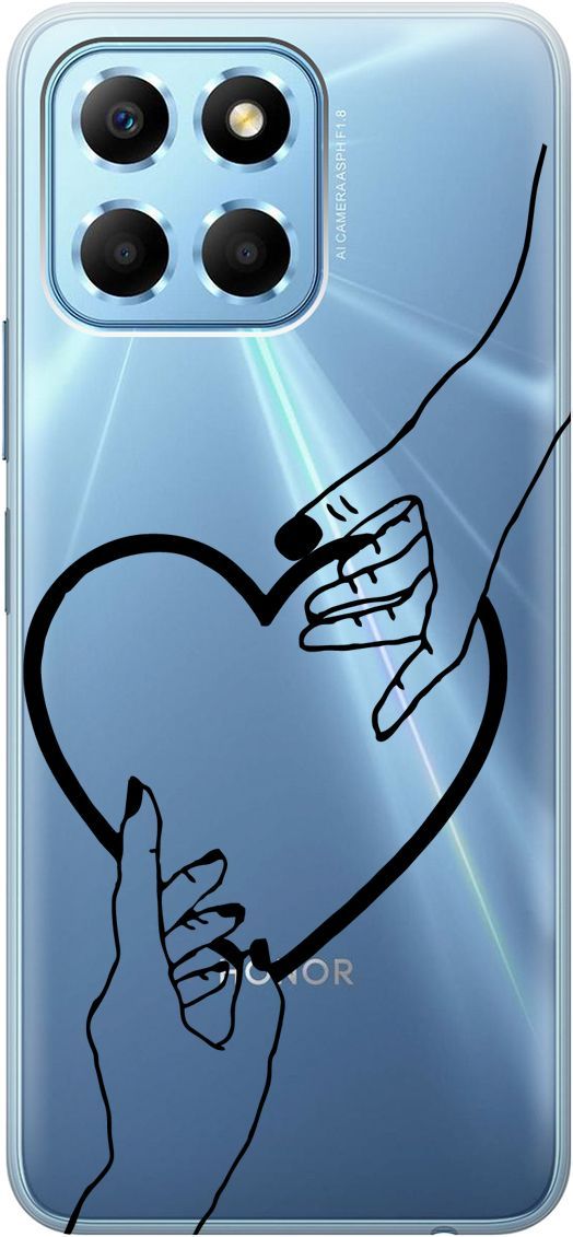 

Силиконовый чехол на Honor X6 / X8 5G с 3D принтом "Hands" прозрачный, Прозрачный;черный, 158178