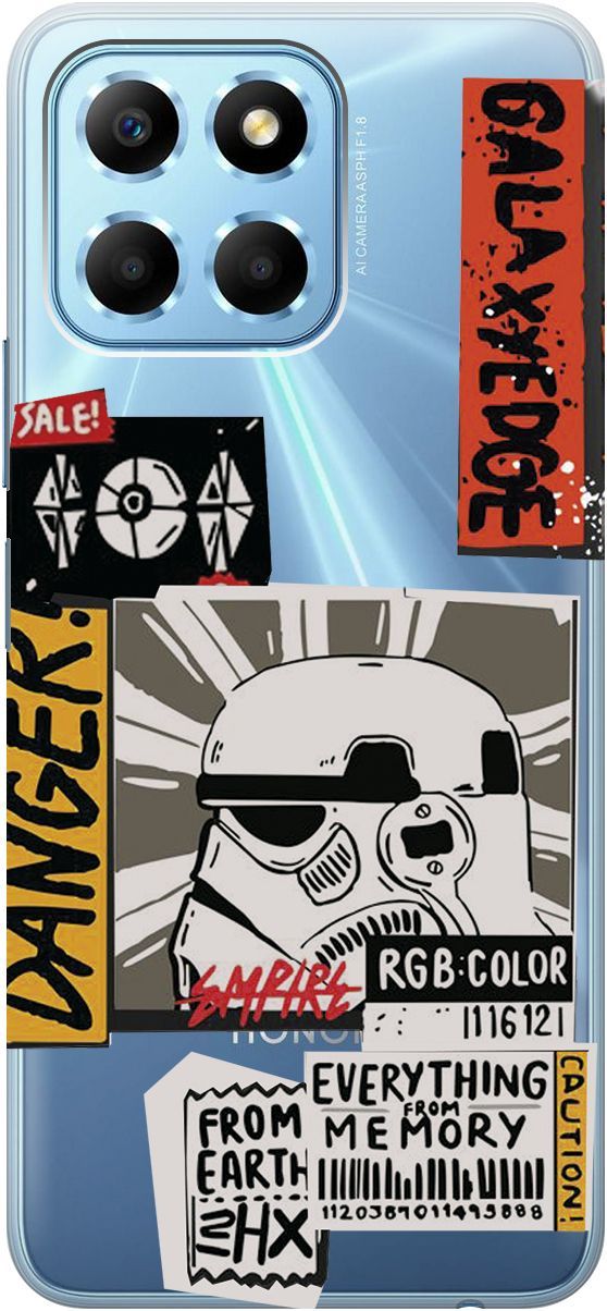 

Чехол на Honor X6 / X8 5G "Stormtrooper Stickers" прозрачный, Прозрачный;белый, 158178