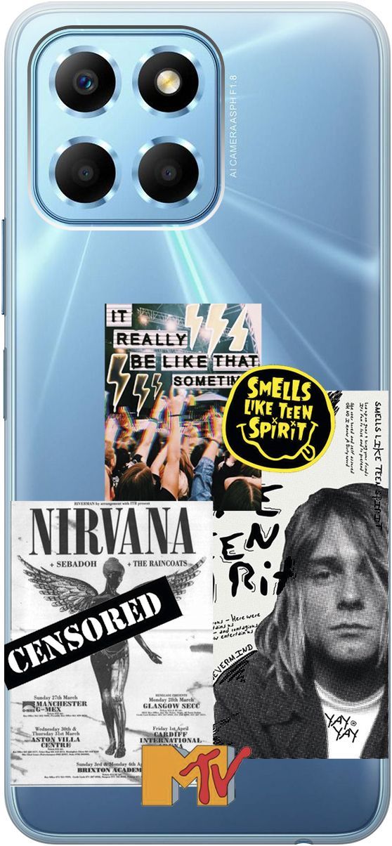 

Силиконовый чехол на Honor X6 / X8 5G с 3D принтом "Nirvana" прозрачный, Прозрачный;белый, 158178