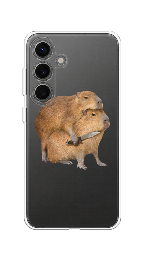 

Чехол на Samsung Galaxy S25 Капибара с ножом, Бежевый, 2110350-1