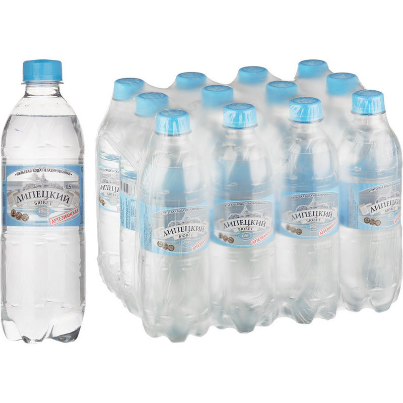 Вода питьевая Липецкий Бювет артезианская негазированная 1 категории 0,5 л х 12 шт.