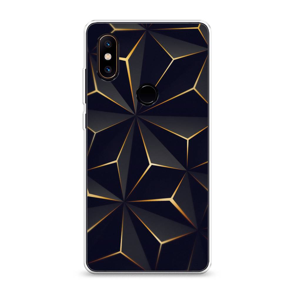 

Чехол на Xiaomi Mi Mix 2S "Черные полигоны", Золотистый;черный, 33450-3