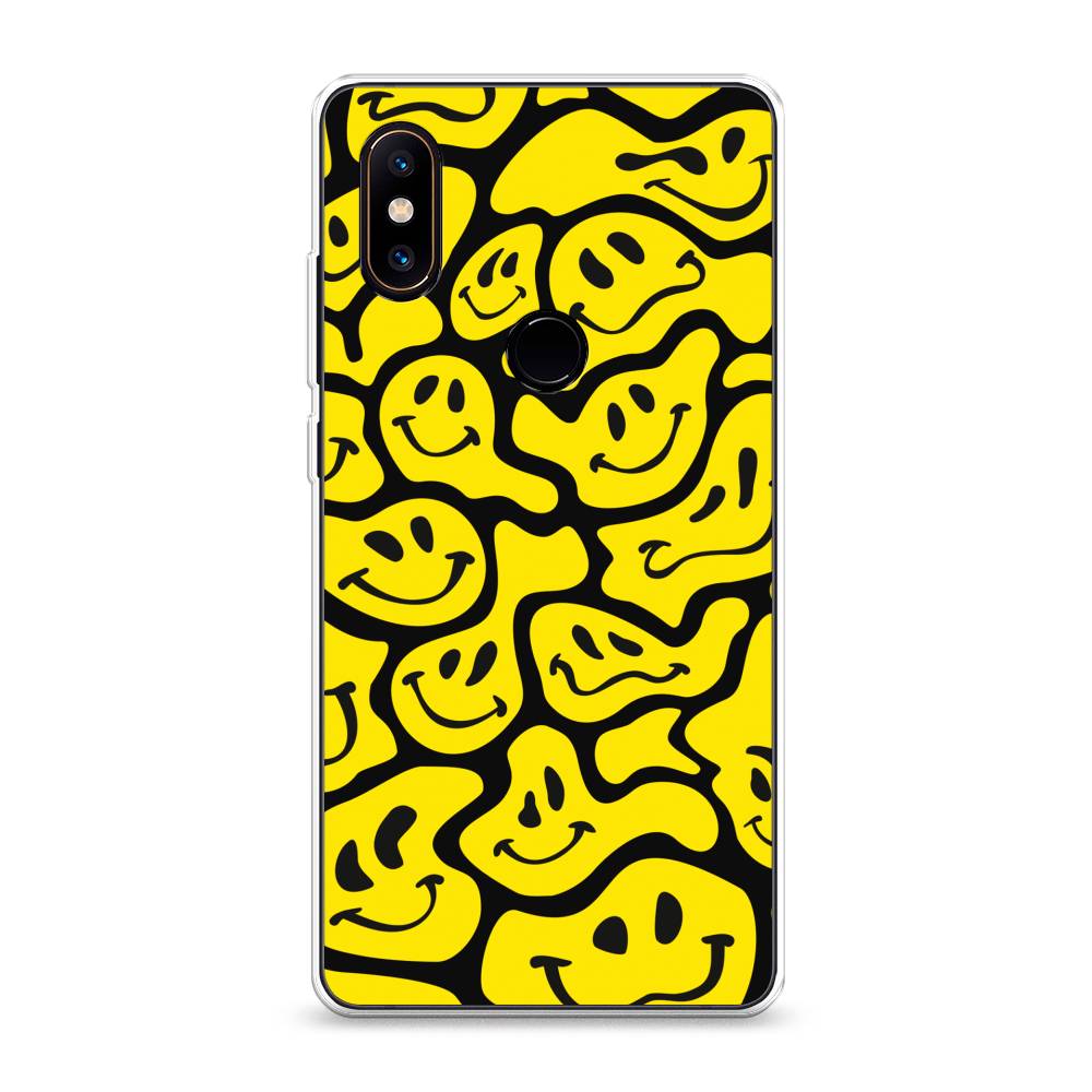 

Чехол на Xiaomi Mi Mix 2S "Расплывчатые смайлики желтые", Черный;желтый, 33450-6