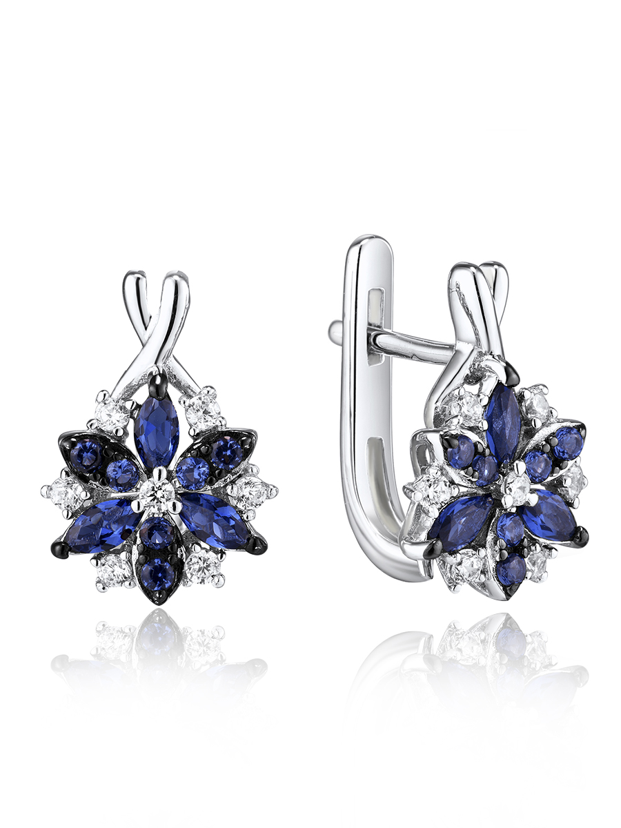 

Серьги из серебра VALTERA 117593, сапфир искусственный/циркон, 117593