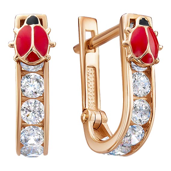 

Серьги из красного золота с фианитом/эмалью Delta 1203641-d, 1203641-d