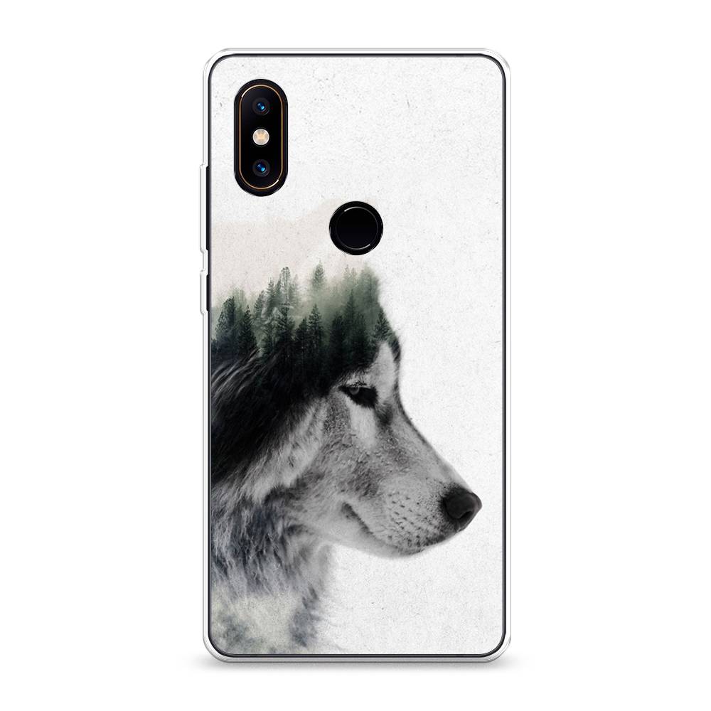 

Чехол на Xiaomi Mi Mix 2S "Волк лес", Серый;белый, 33450-1