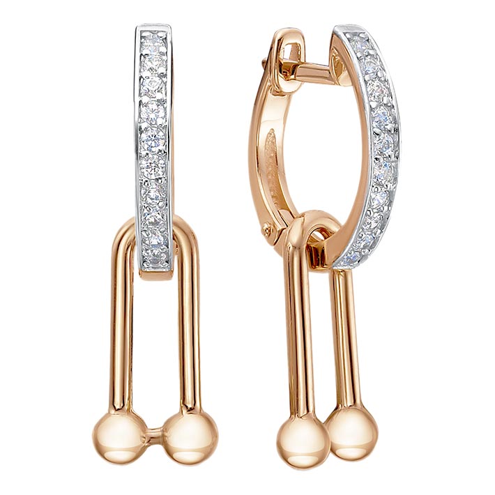 

Серьги из красного золота с фианитом Delta 1204013-d, 1204013-d