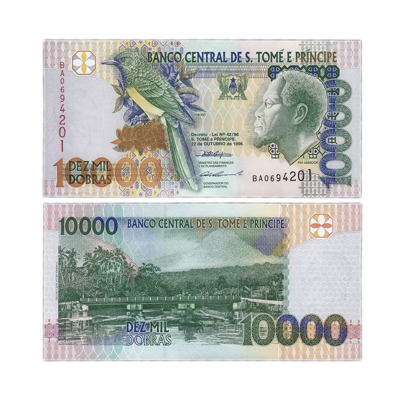 

Банкнота 10000 добра Сан-Томе и Принсипи 1996 г Купюра UNC без обращения