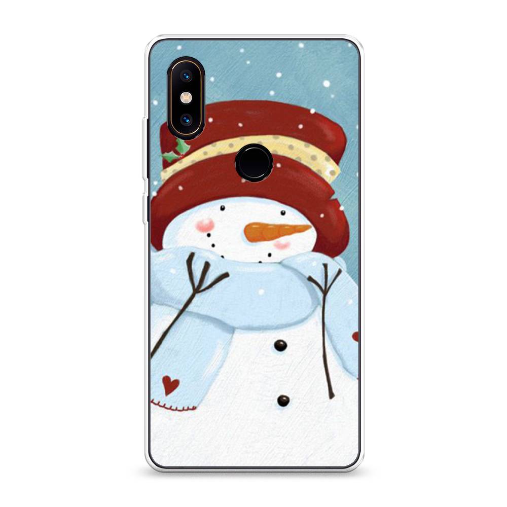 

Чехол на Xiaomi Mi Mix 2S "Застенчивый снеговик", Голубой;белый;красный, 33450-5
