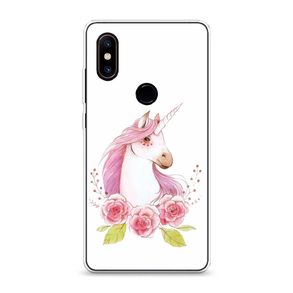 

Чехол на Xiaomi Mi Mix 2S "Единорог цветы", Белый;розовый;серый, 33450-1