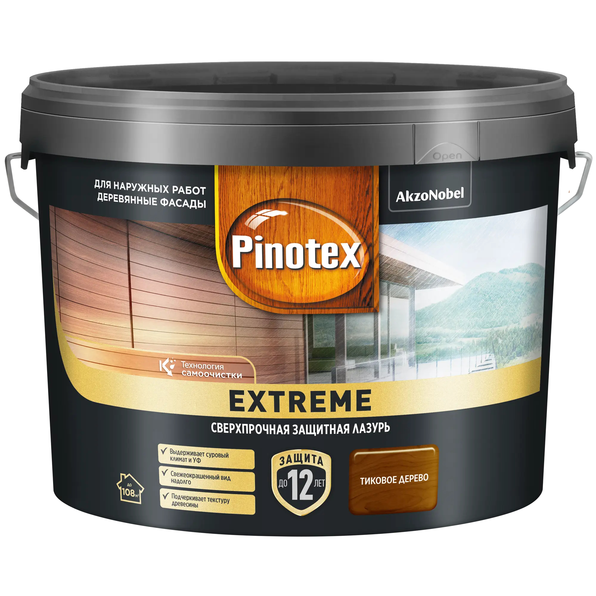 Лазурь для дерева Pinotex Extreme тиковое дерево, 9 л