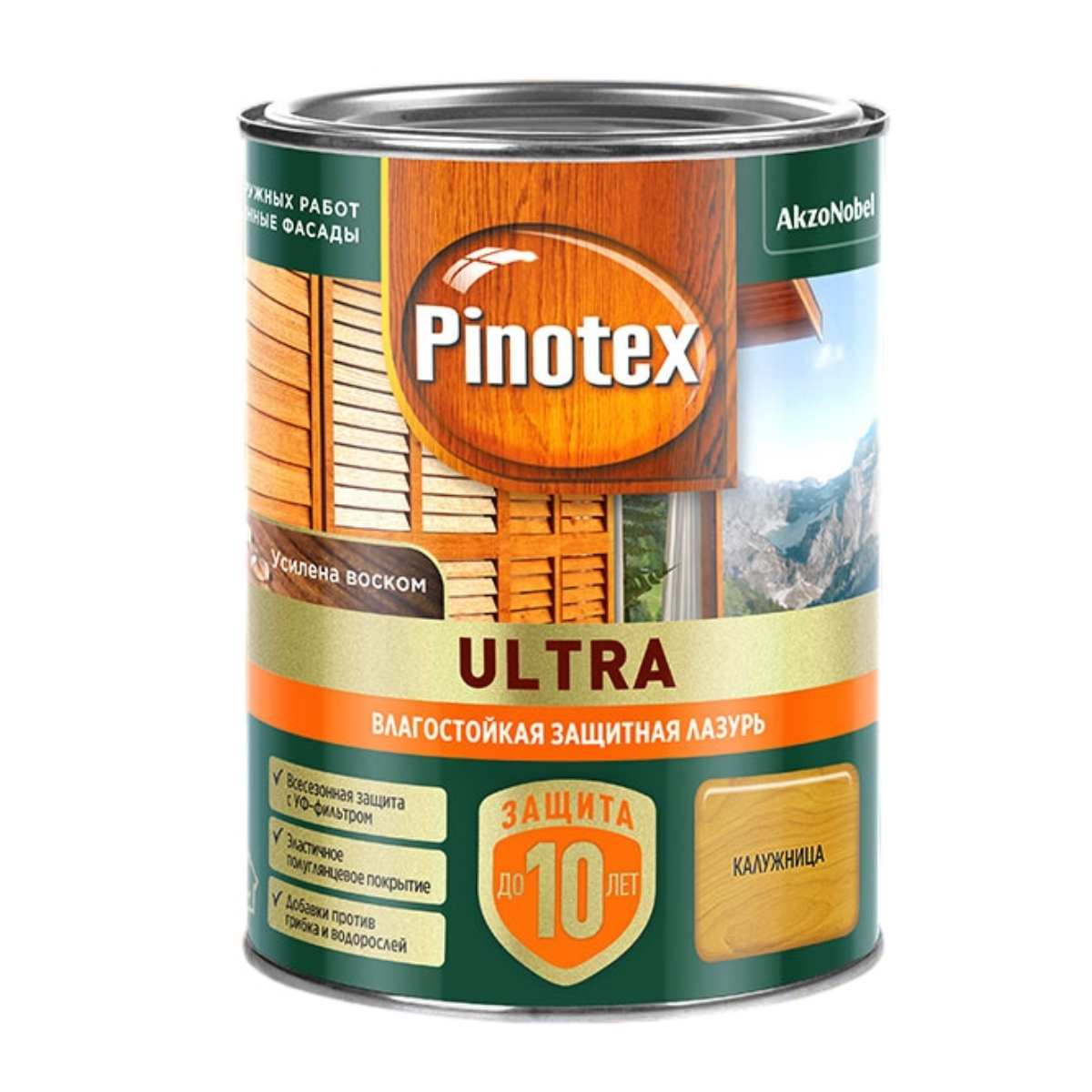 Лазурь для дерева Pinotex Ultra влагостойкая, калужница, 0,9 л