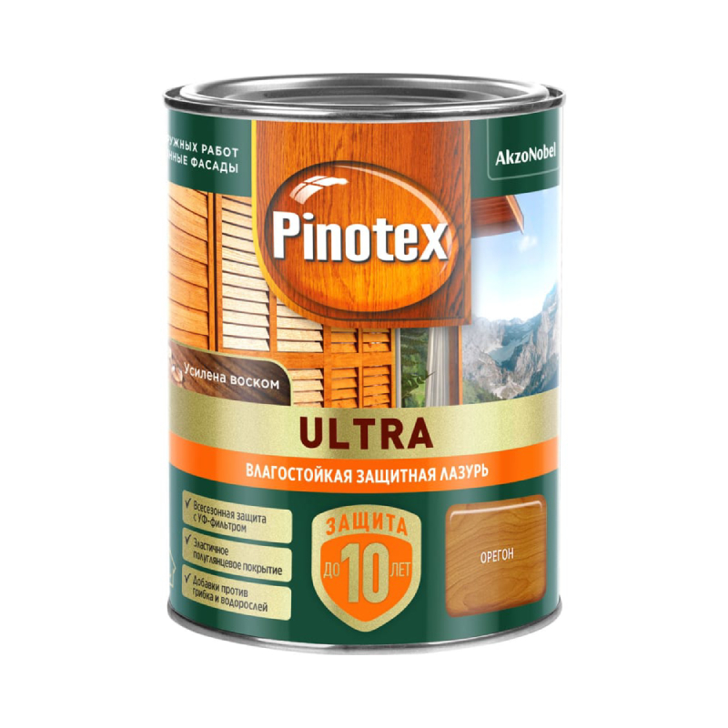 Лазурь для дерева Pinotex Ultra влагостойкая, орегон, 0,9 л