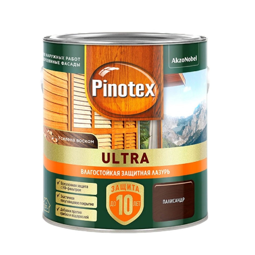 Лазурь для дерева Pinotex Ultra влагостойкая, палисандр, 2,5 л