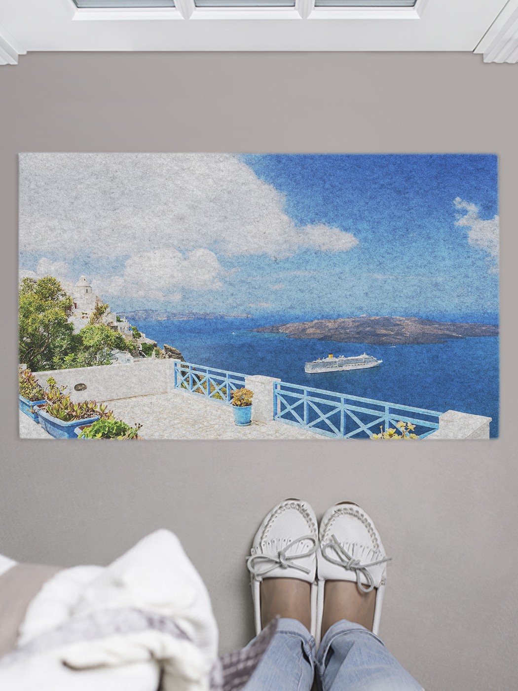 фото Придверный коврик joyarty "море с высоты" для обуви 75x45 см