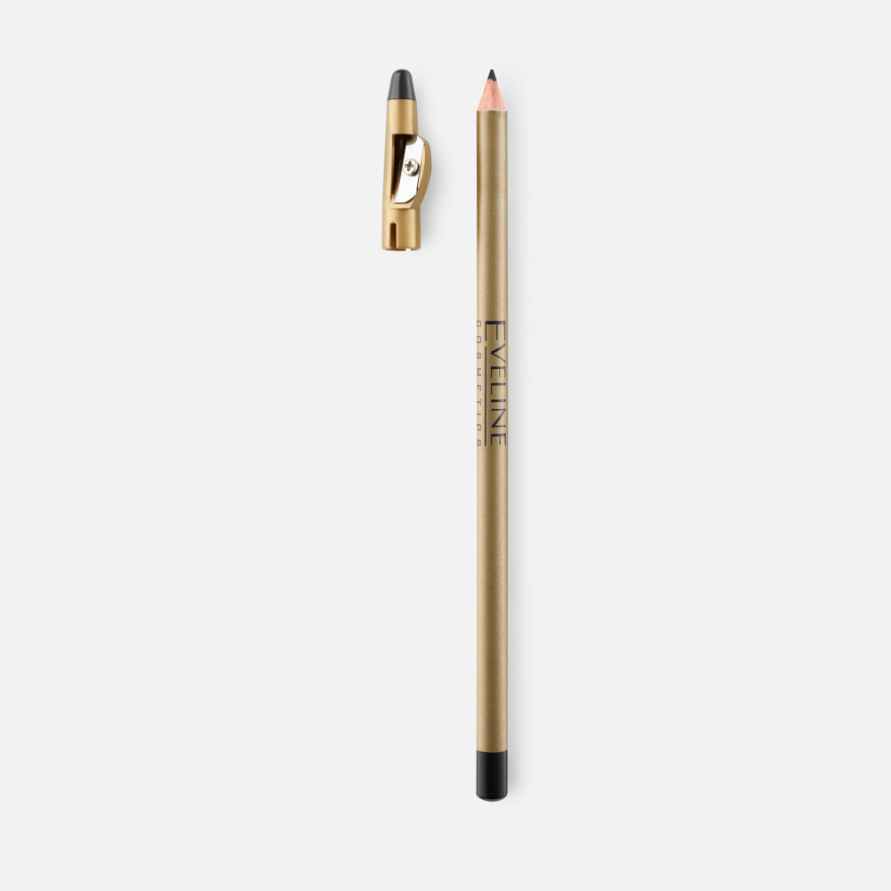 Карандаш для глаз EVELINE COSMETICS Eyeliner Pencil водостойкий, с точилкой, черный, 1,2 г